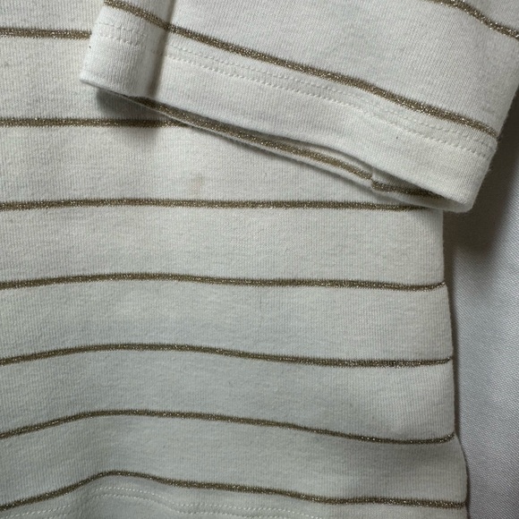 Ralph Lauren Metallic Gold Stripe Boat Neck Top with button embellishments - Picture 5 of 6